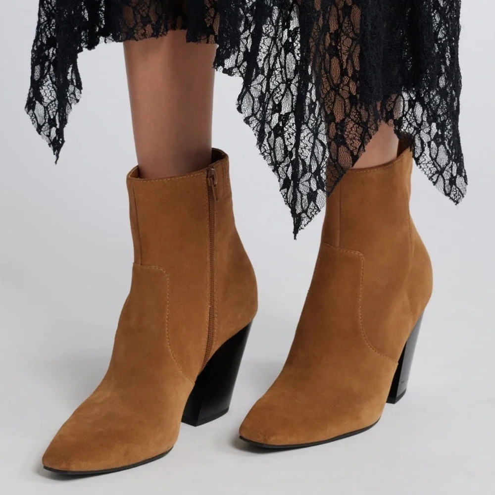 Brand New Open Edit Alicia  Pointed Toe Boots Brown Size 7.5 M